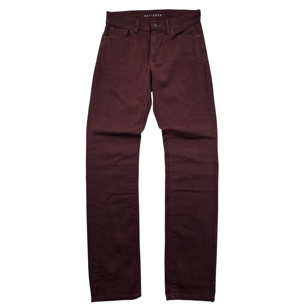 Mott & Bow Mens Slim Mercer Twill Jeans 29x32 Burgundy Maroon Stretch Denim